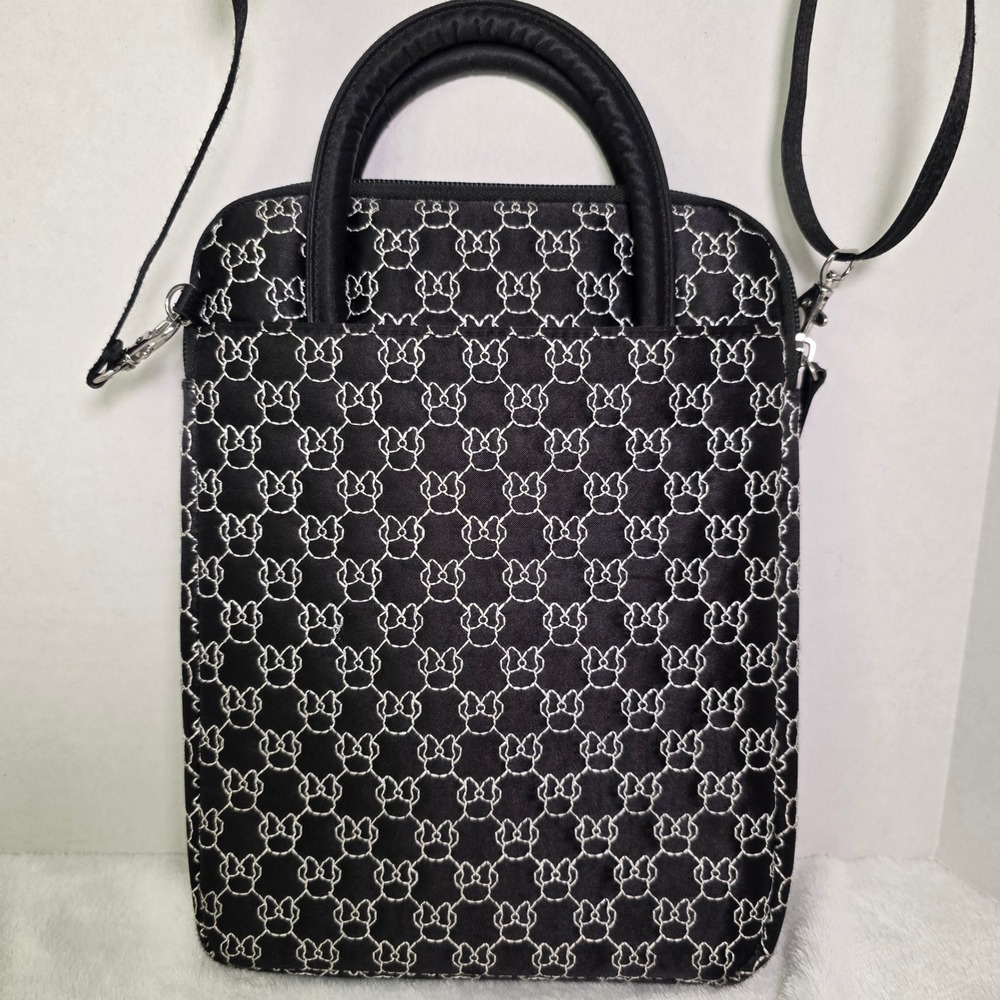 Disney Parks D-Tech Minnie Mouse Bow Embroidered Black Crossbody Tablet Bag G822